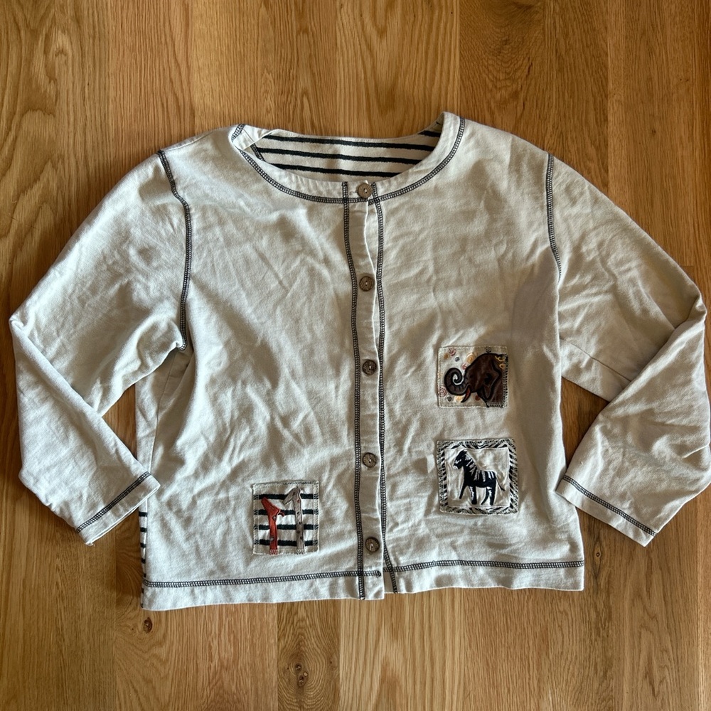 Kids Animal Patch Cardigan - Cream
